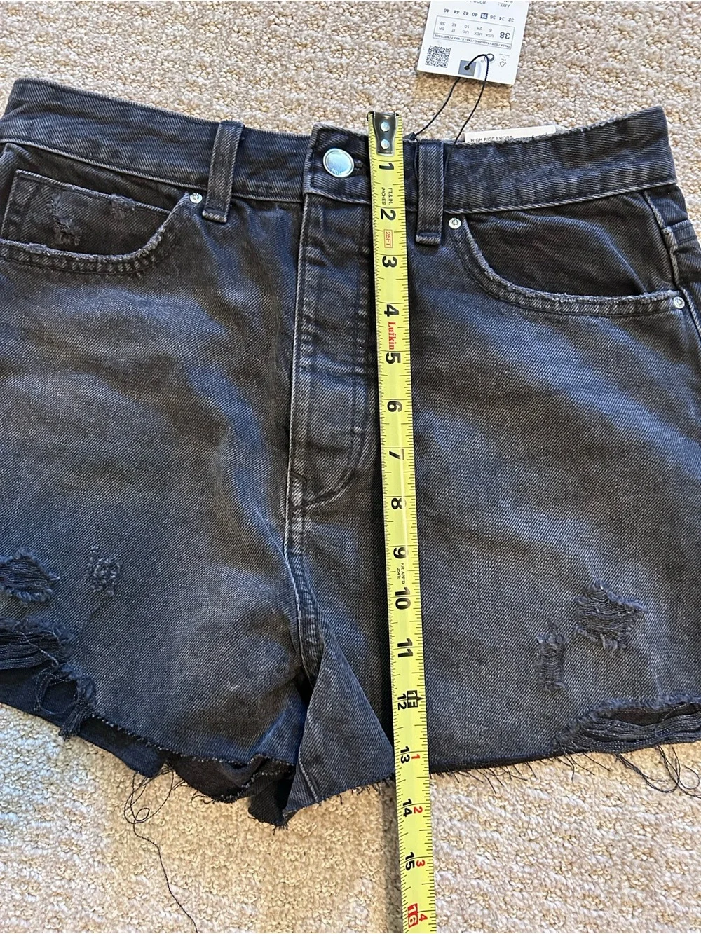 Brand New Zara HIGH RISE Denim Black Short Size 6